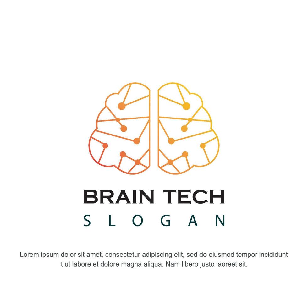 kreativ hjärna tech logotyp vektor