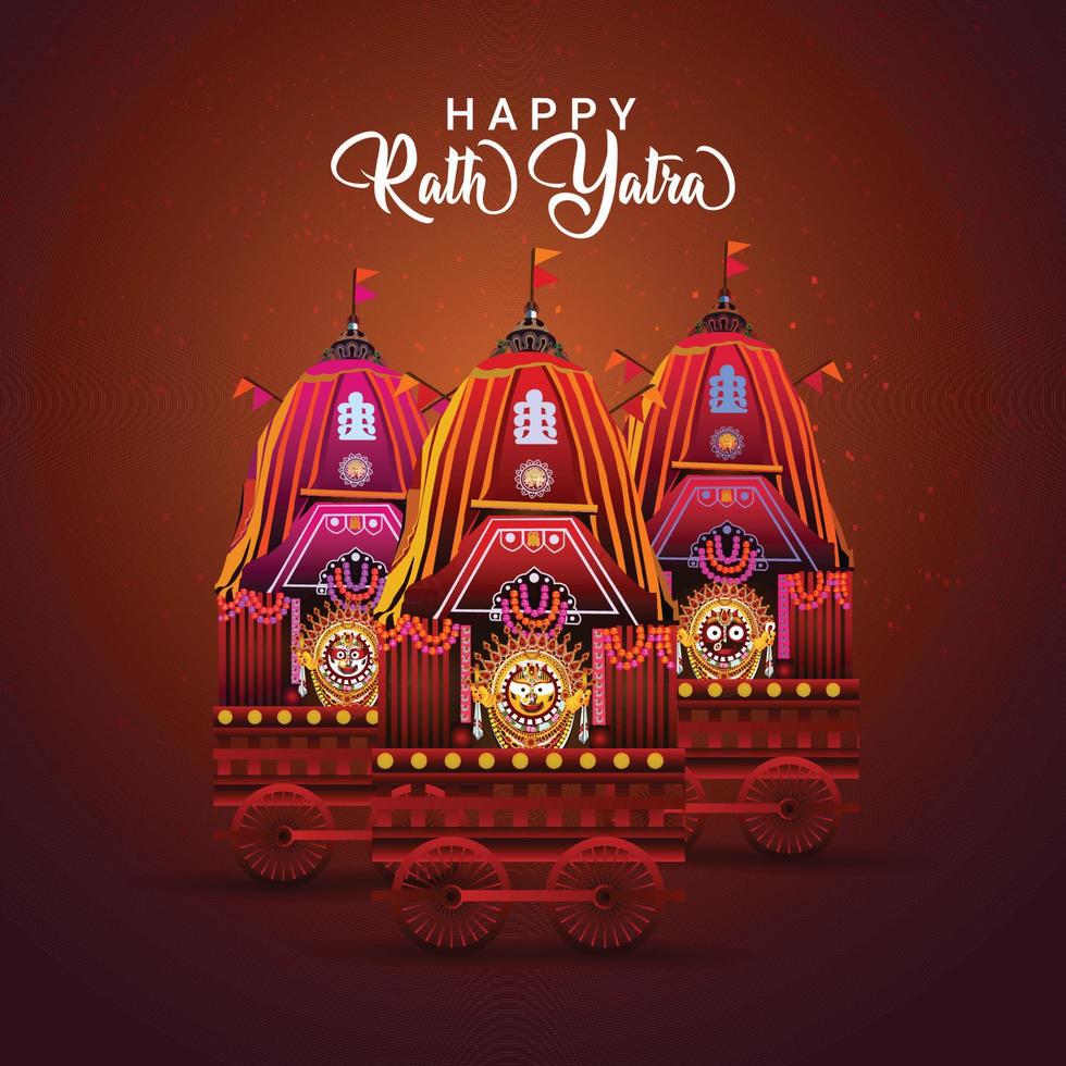 rath yatra av lord jagannath balabhadra och subhadra festival firande bakgrund vektor