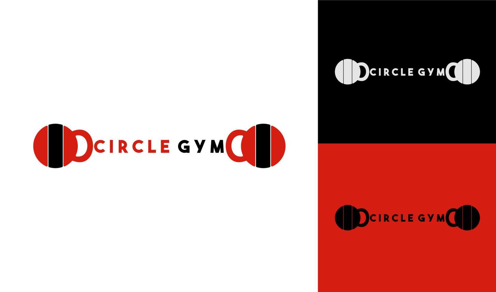 cirkel Gym logotyp design mall. röd, svart och vit färger. vektor