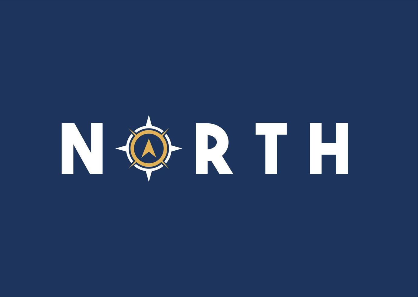 Norden Kompass Logo Vorlage Vektor Symbol Illustration Design isoliert auf dunkel Blau Hintergrund
