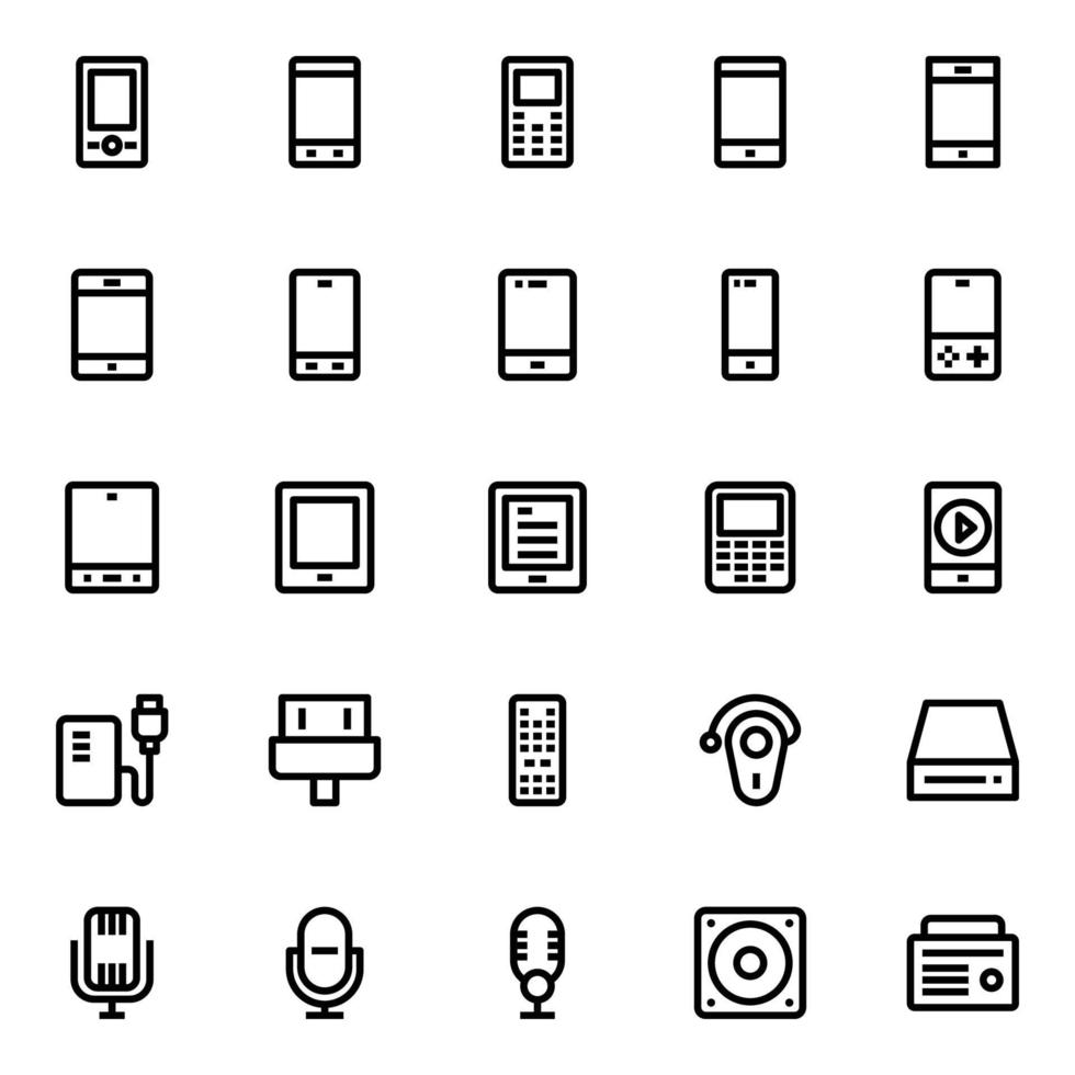 översikt ikoner för gadgetar och enheter. vektor