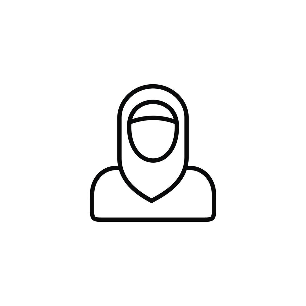 Muslim Frau Benutzerbild Linie Symbol isoliert auf Weiß Hintergrund vektor