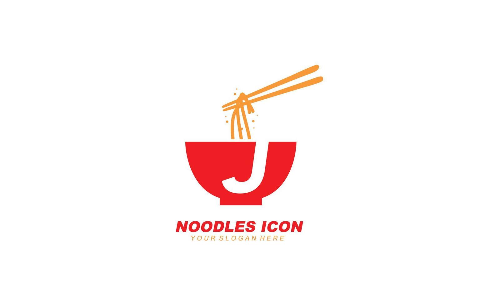 j Nudeln Logo Design Inspiration. Vektor Brief Vorlage Design zum Marke.