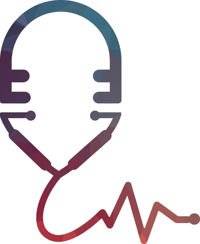 medicinsk podcast vektor logotyp mall. detta design använda sig av stetoskop symbol. lämplig för hälsa vård Nyheter.