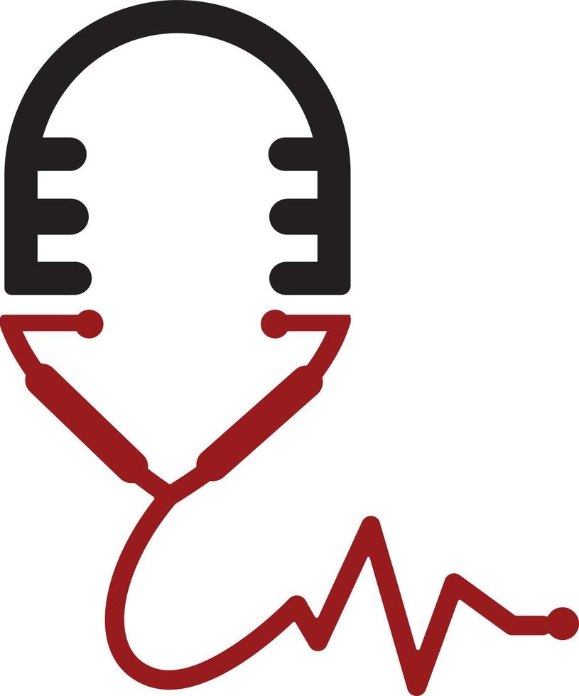 medicinsk podcast vektor logotyp mall. detta design använda sig av stetoskop symbol. lämplig för hälsa vård Nyheter.