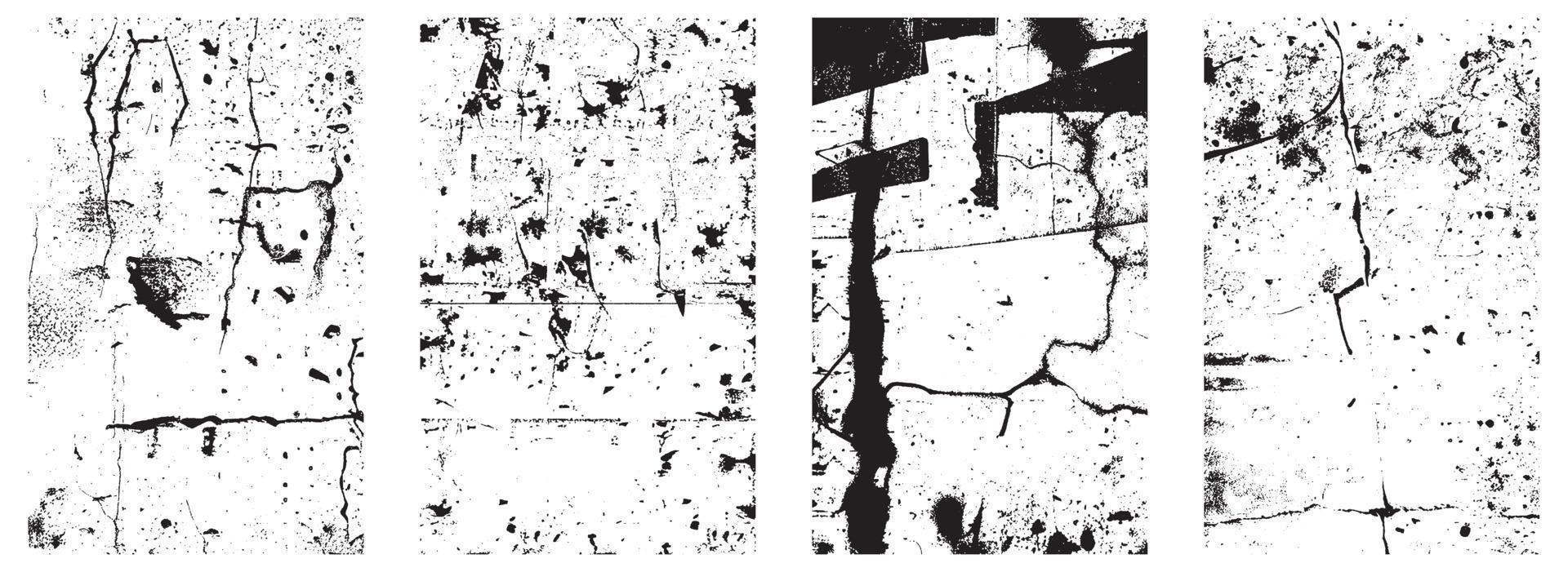 uppsättning av grunge bedrövad vektor texturer - svart och vit bakgrunder med stänka ner, repa och färga effekter. eps 10.