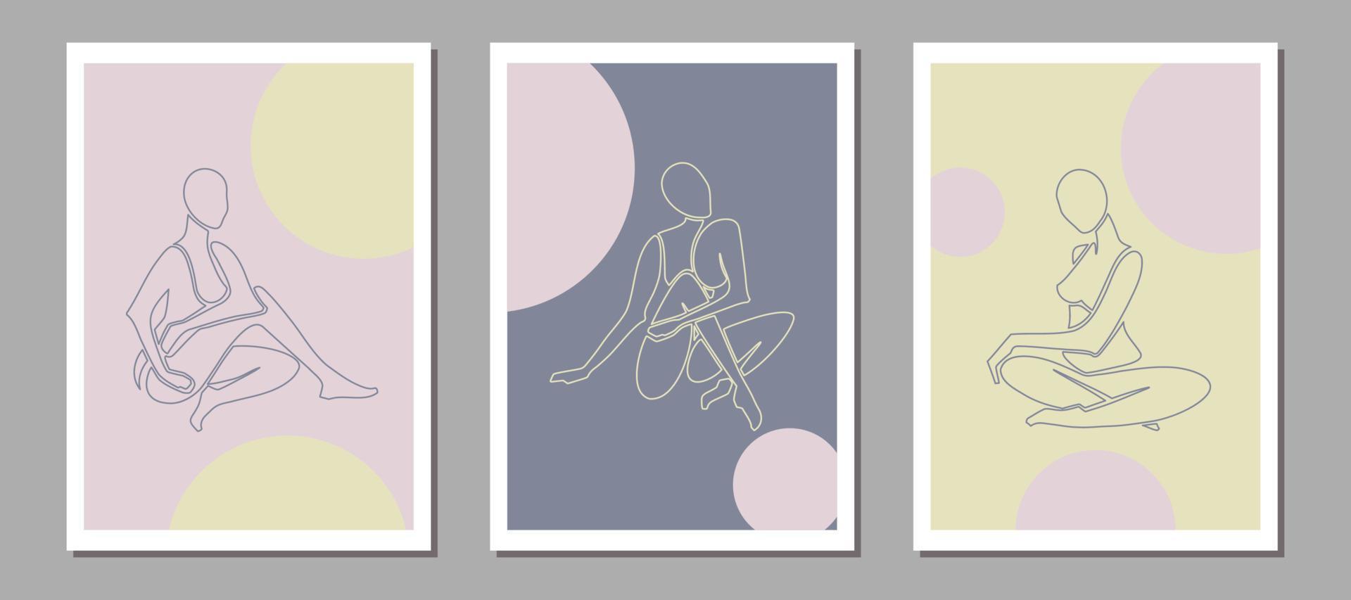 matisse inspiriert Plakate mit Frauen Silhouetten. henri matisse abstrakt weiblich Zahlen. Vektor Illustration