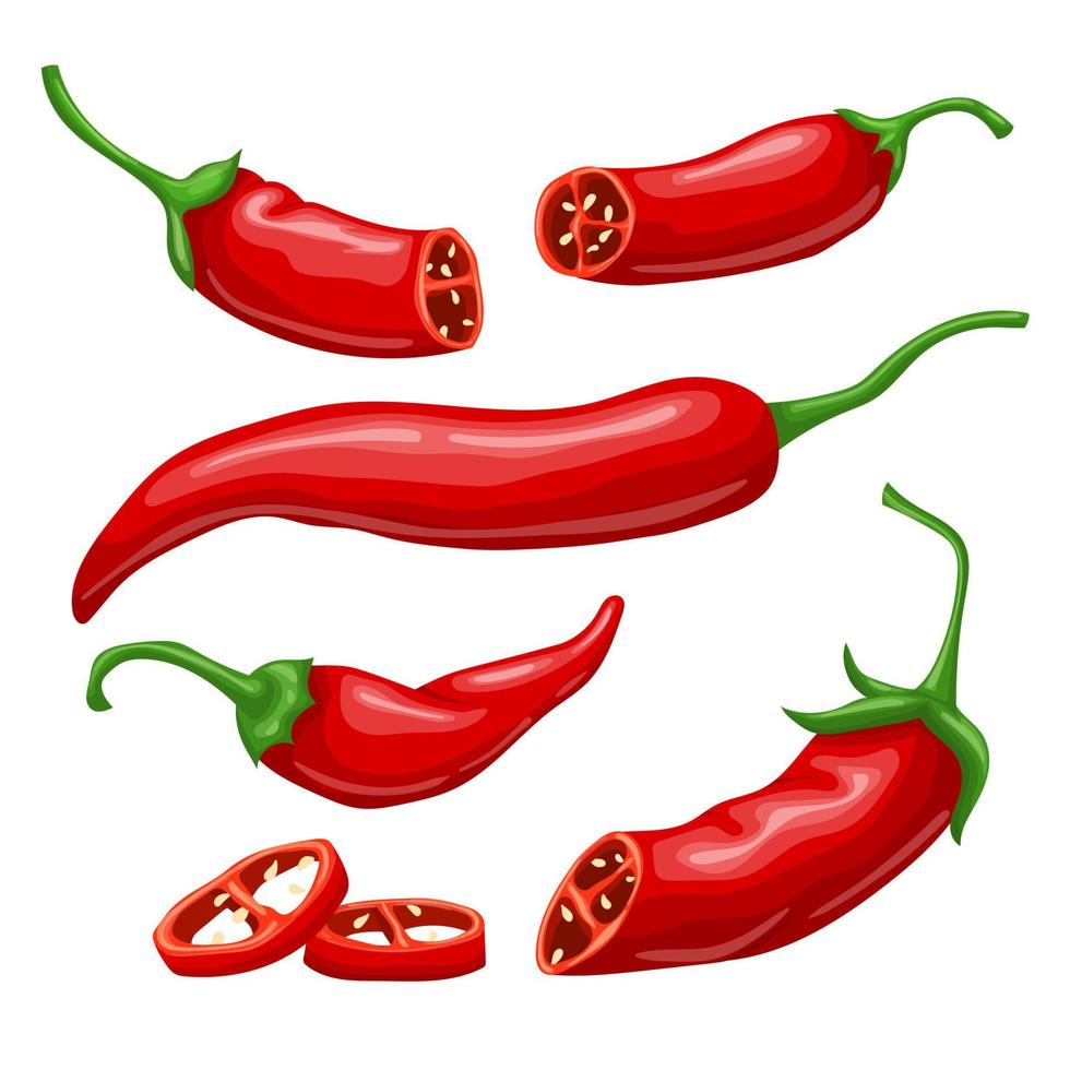 chili peppar uppsättning tecknad serie vektor illustration