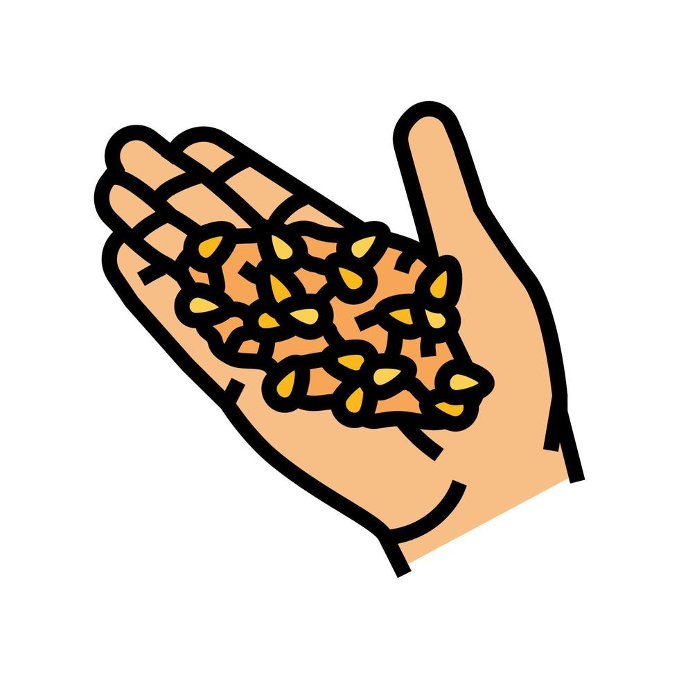 Hand Weizen Korn Ernte Farbe Symbol Vektor Illustration