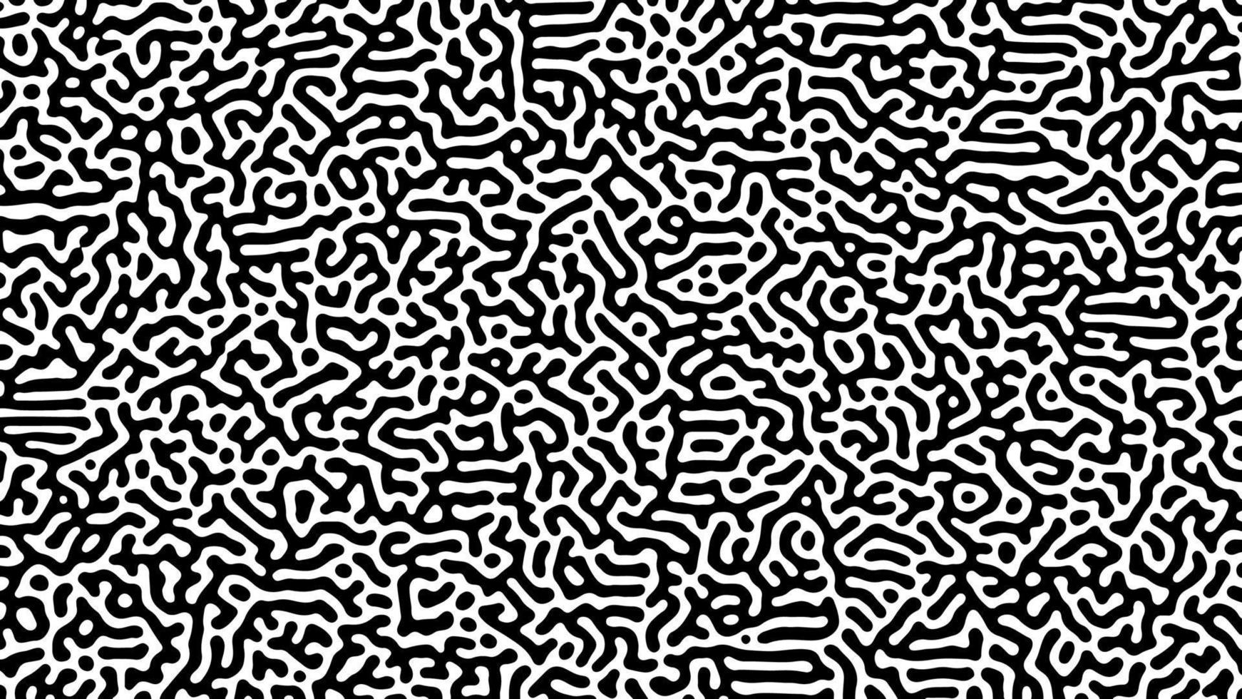 svartvit turing reaktion bakgrund. abstrakt diffusion mönster med kaotisk former. vektor illustration.