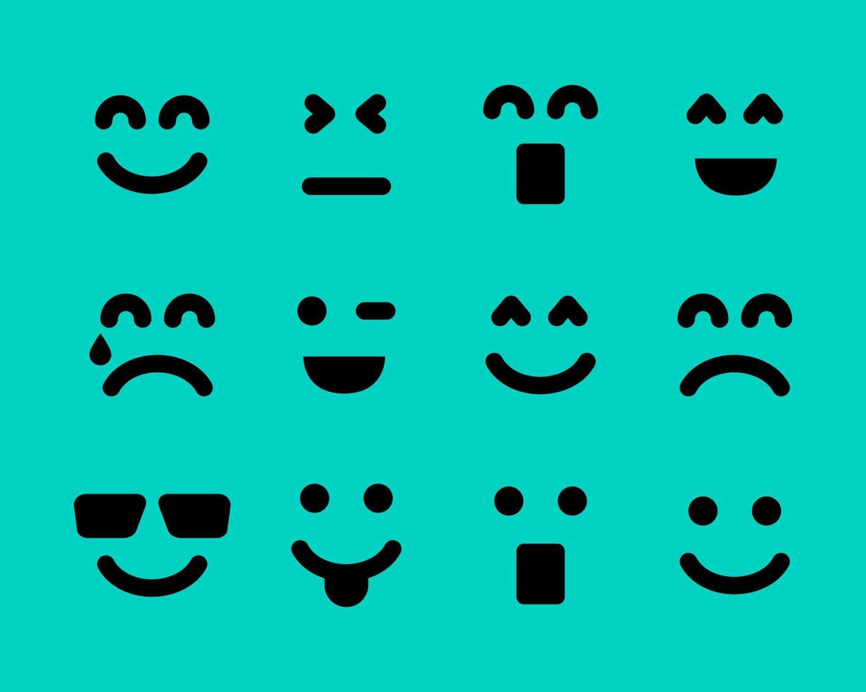 Cartoon-Gesichter mit Emotionen. Satz von zwölf verschiedenen Emoticons. Vektor-Illustration vektor