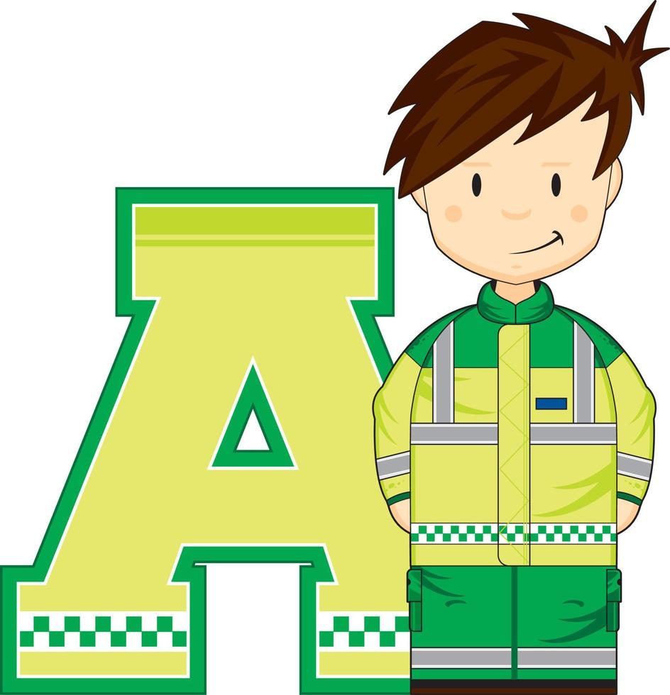 en är för ambulans person alfabet inlärning illustration vektor