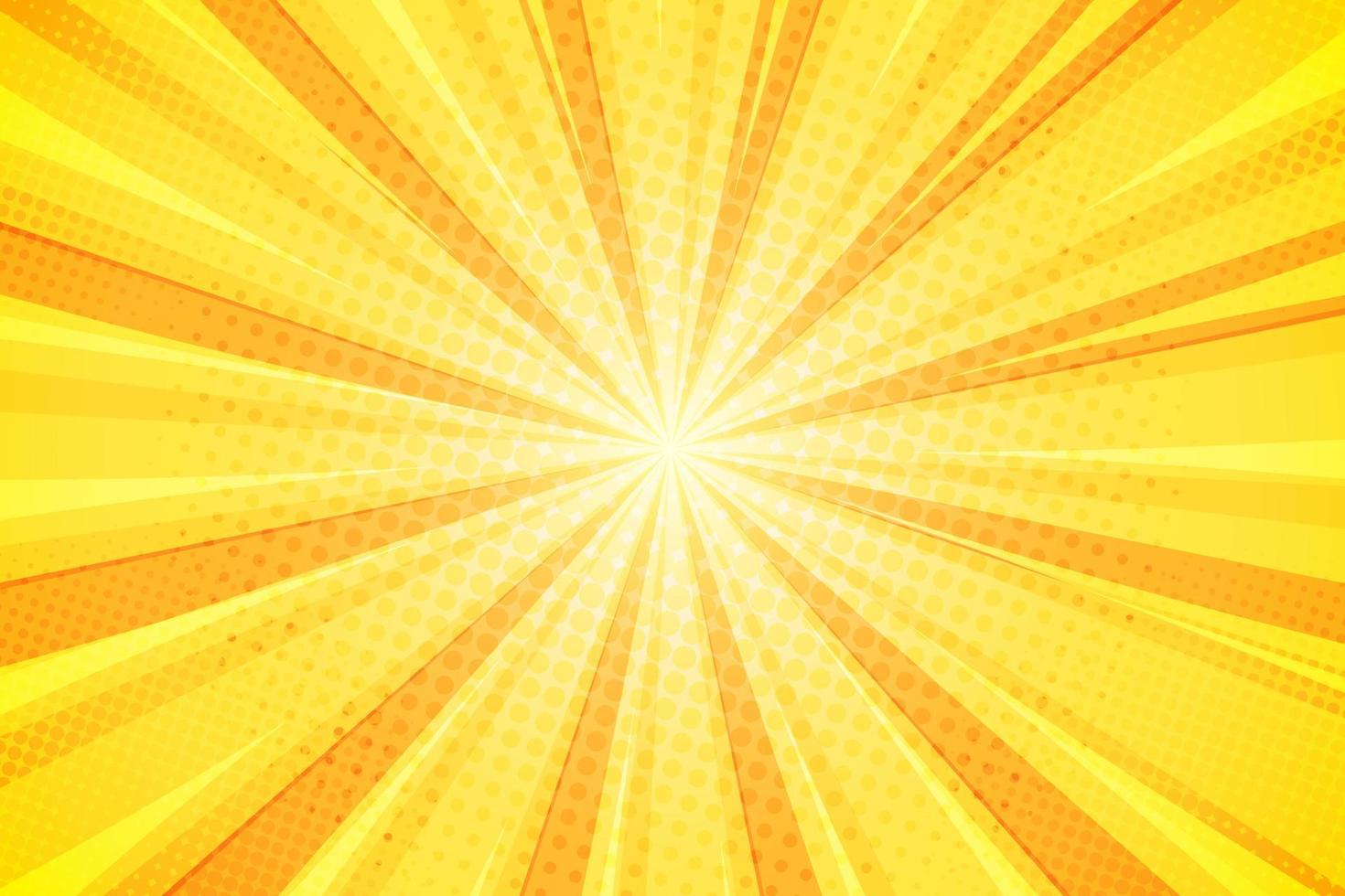 strålar orange och gul sunburst bakgrund design komisk pop- konst stil, vektor illustration