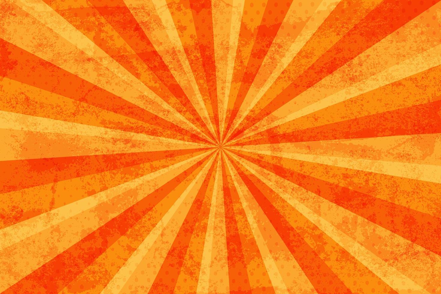 grunge sunburst strålar bakgrund orange Färg årgång stil, vektor illustration