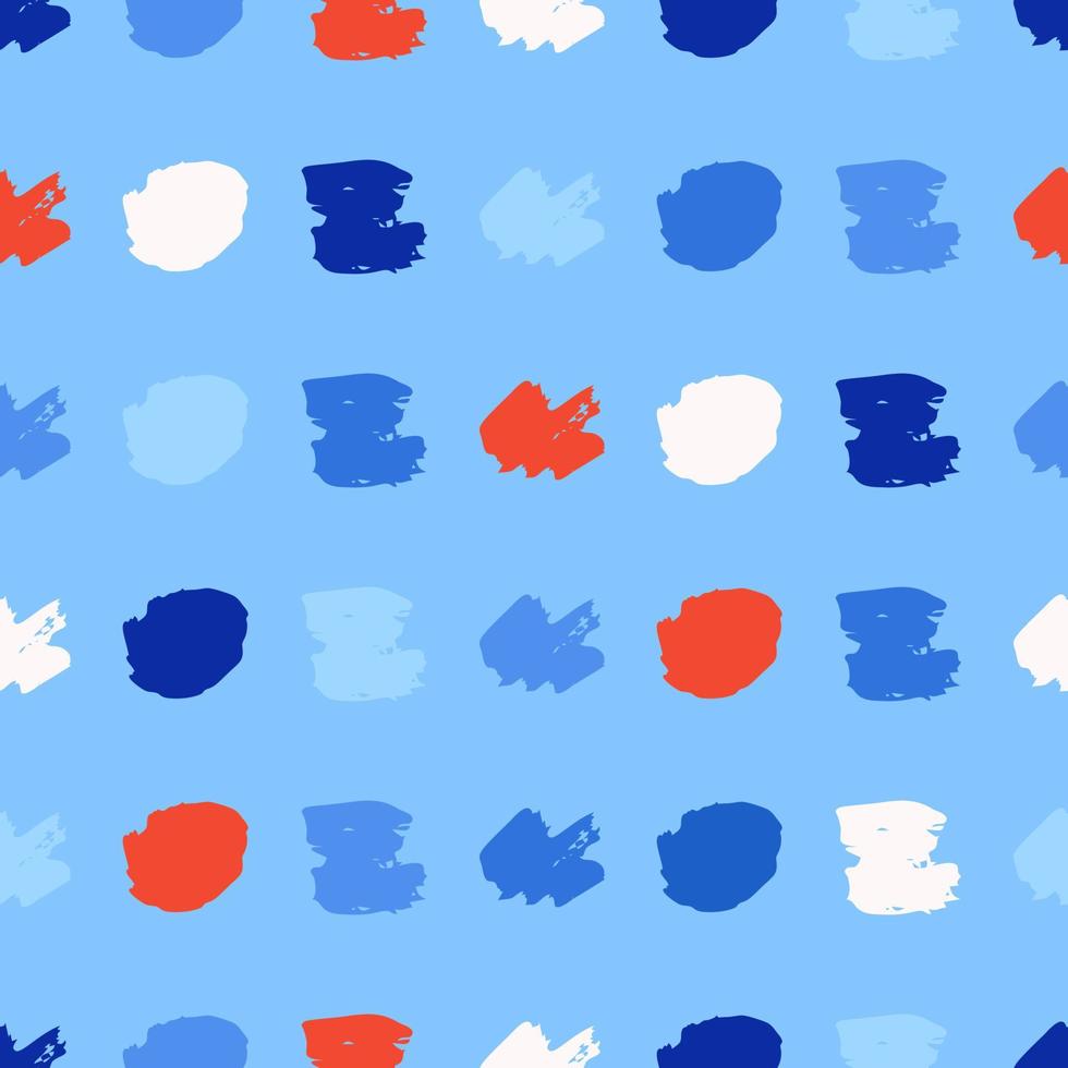 nahtlos Muster mit Mehrfarbig Hand gezeichnet kritzeln Abstrich auf Blau Hintergrund. abstrakt Grunge Textur. Vektor Illustration