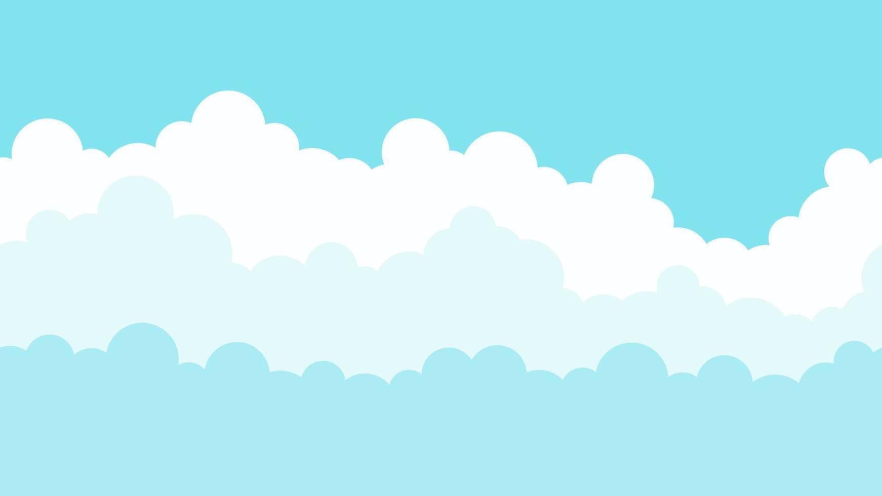 sömlös moln himmel tecknad serie bakgrund. enkel gräns blå himmel natur sömlös mönster. vektor illustration.