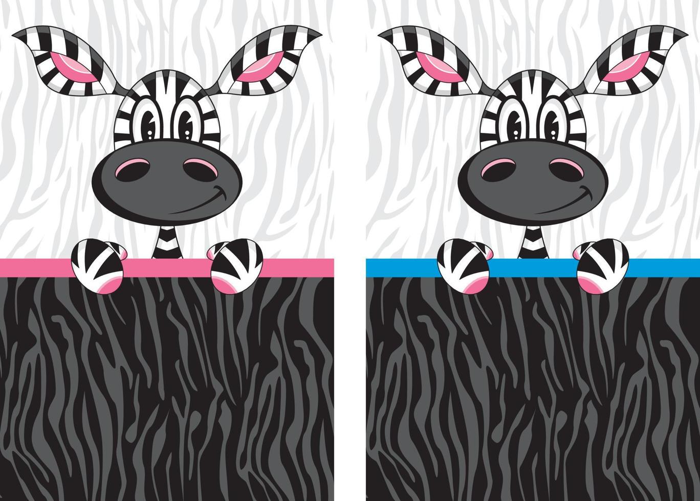 süß Karikatur bezaubernd Zebra auf gestreift Hintergrund vektor