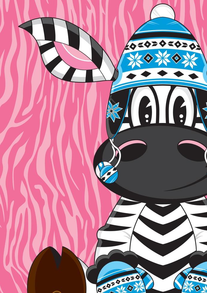 Karikatur bezaubernd Zebra im wollig Hut und Fäustlinge Illustration vektor