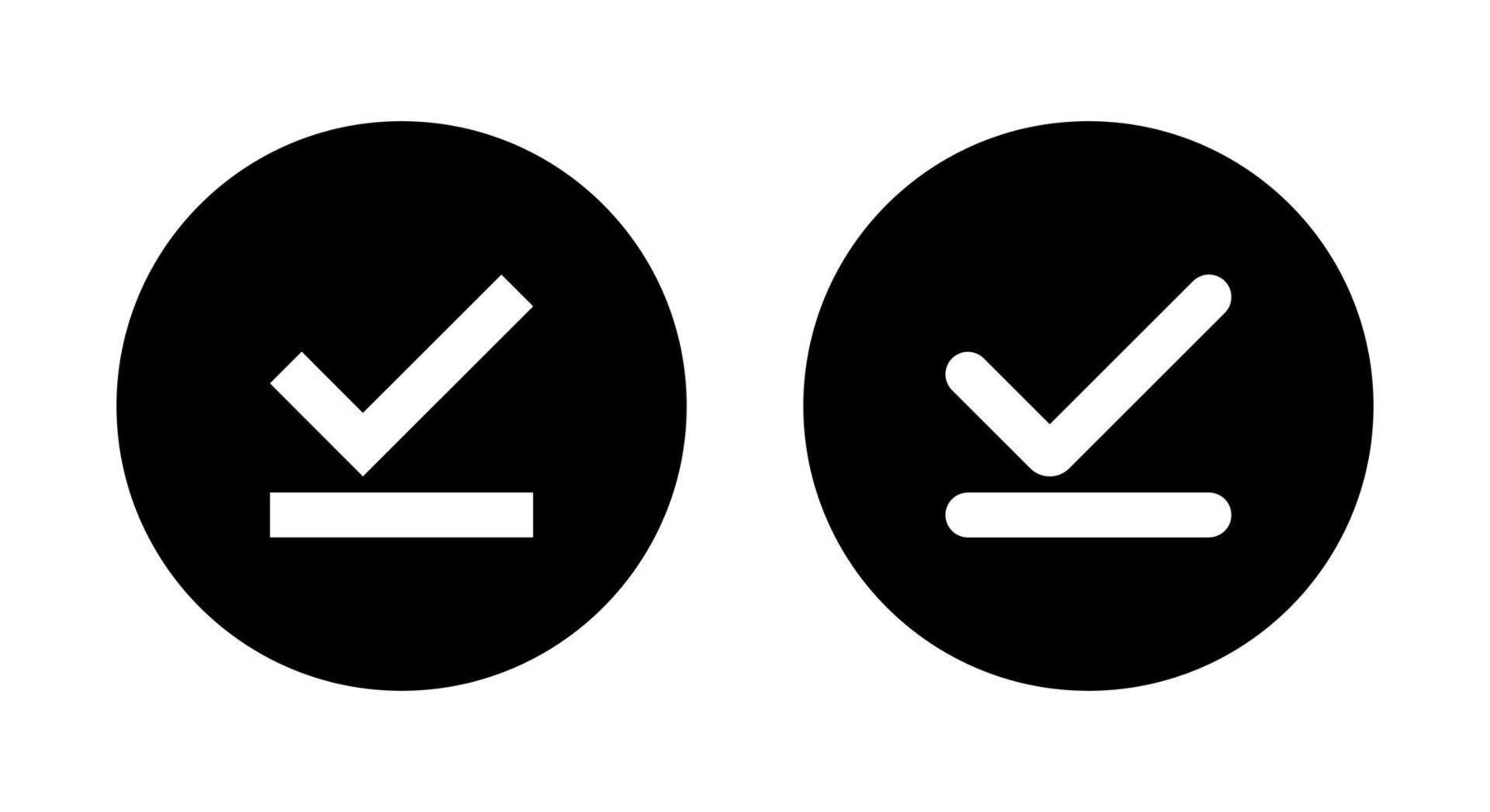 ladda ner komplett ikon vektor isolerat på cirkel bakgrund. bock med Understrykning tecken symbol