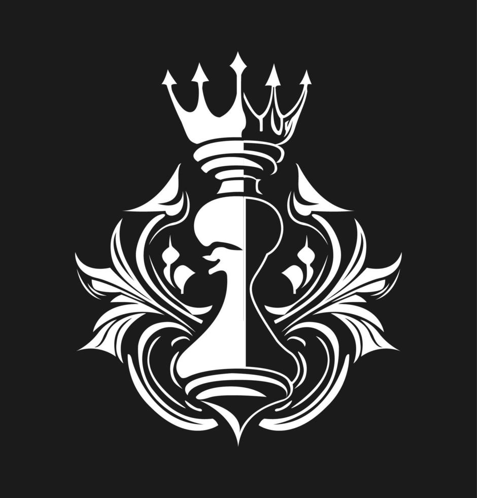 Logo Regal Königin Schach Stück Logo Vektor klassisch Stil einfach Weiß und schwarz Farbe