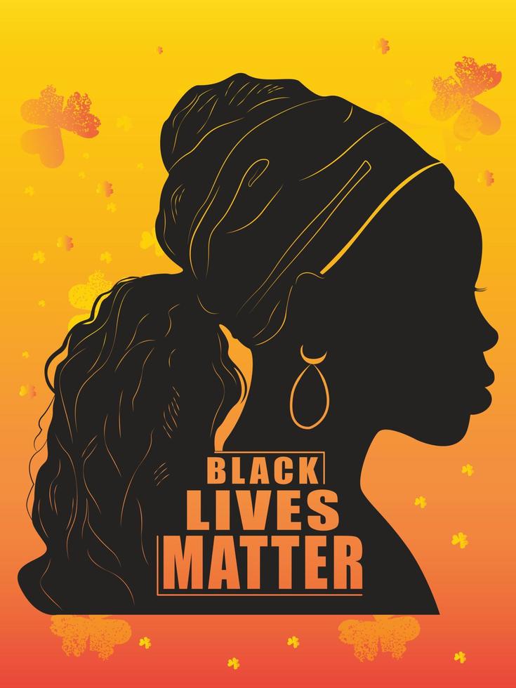 svart kvinna silhuett och svart liv materia vektor