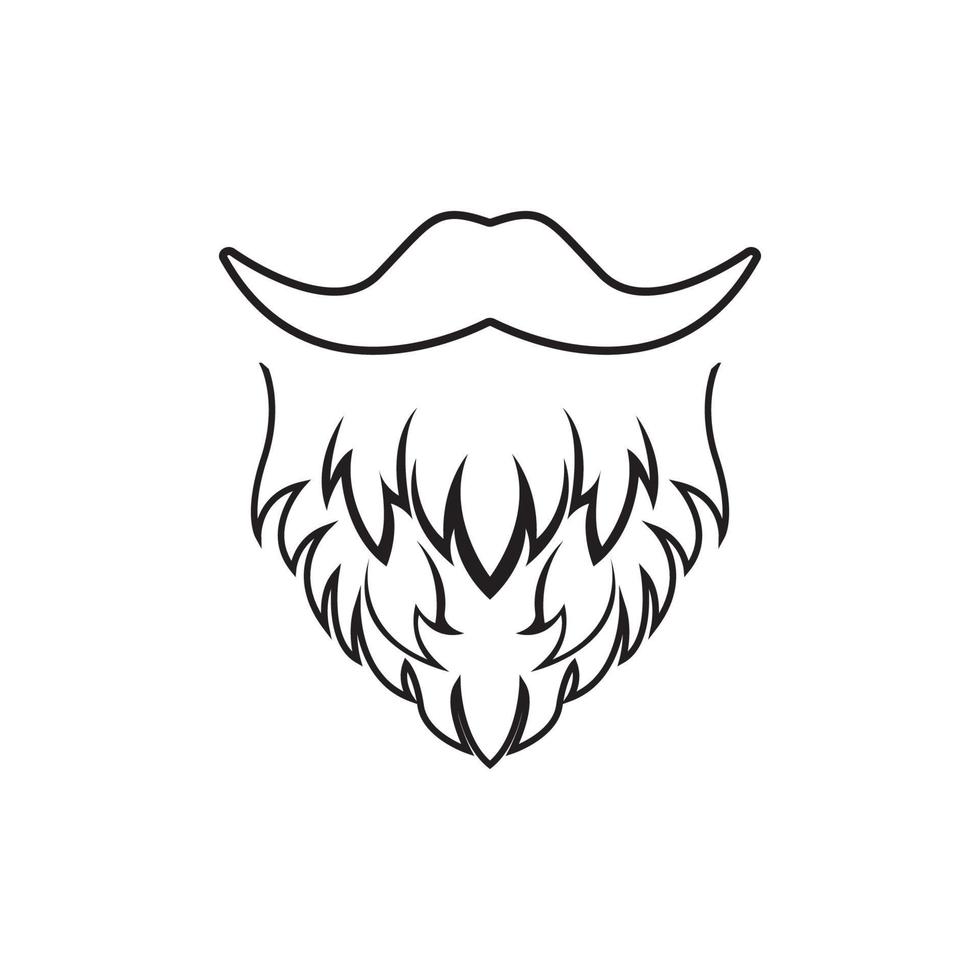 skägg ikon logotyp och mustasch vektor