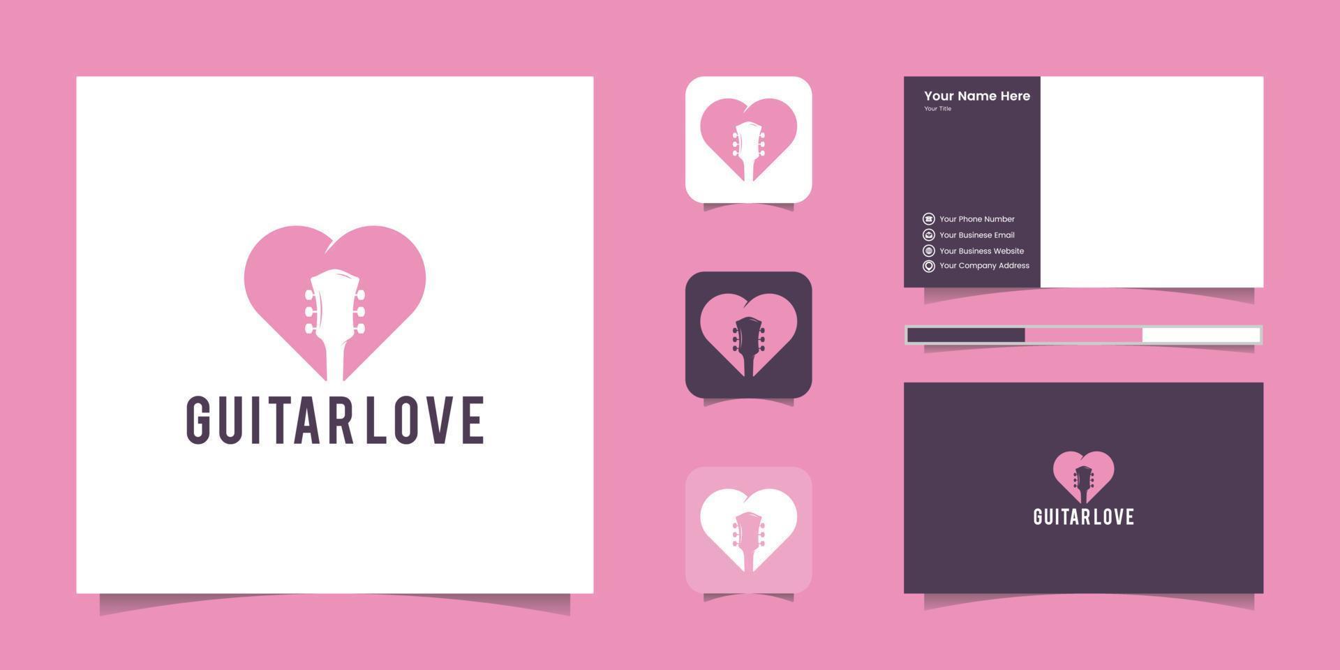 Liebe und Gitarre Logo Design Inspiration vektor