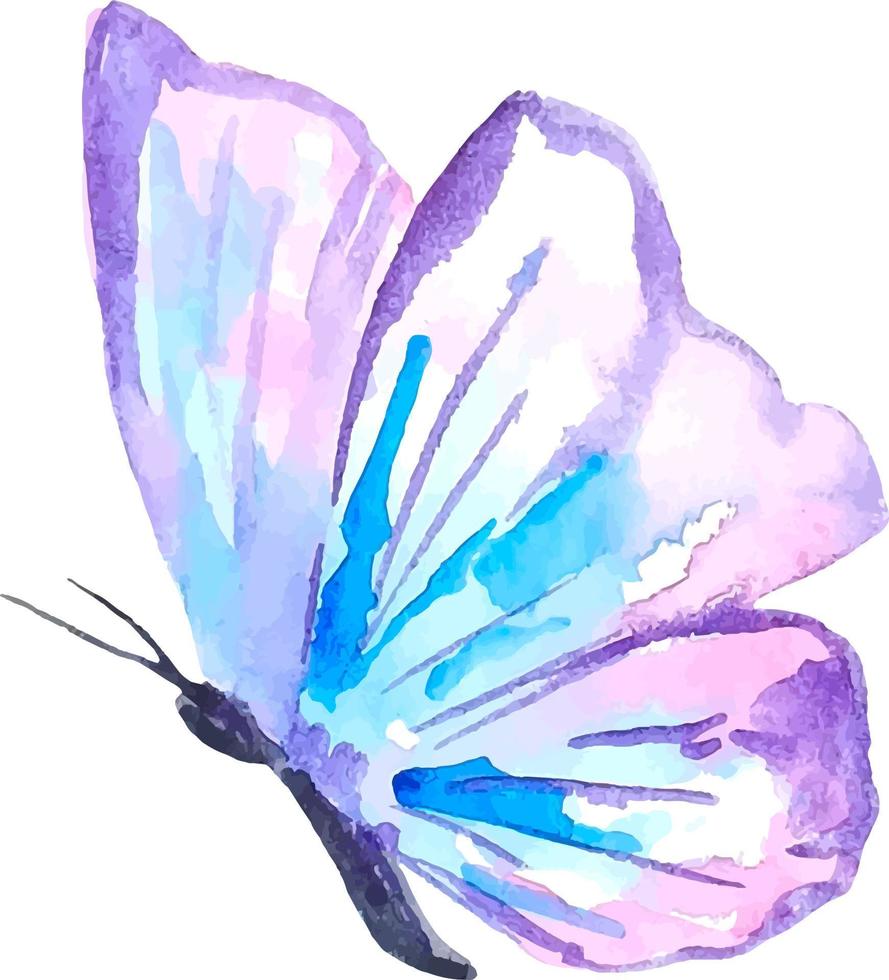 Aquarell lila Schmetterling Clip Art isoliert auf Weiß Hintergrund vektor