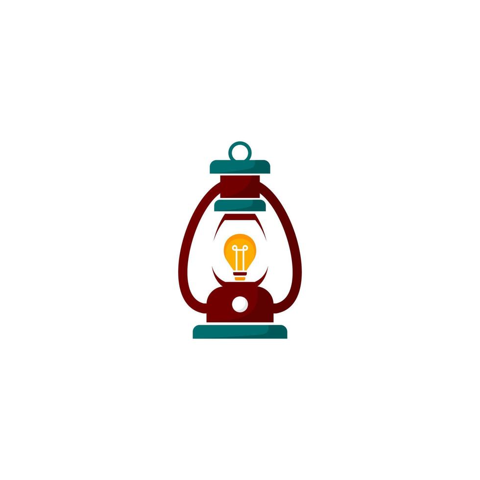 Logo zum ein Kerosin Lampe mit ein Licht Birne auf es vektor