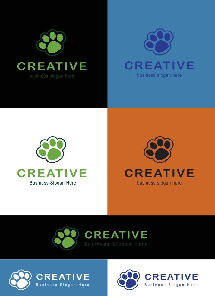 kreativ hund fotavtryck logotyp design vektor symbol illustration