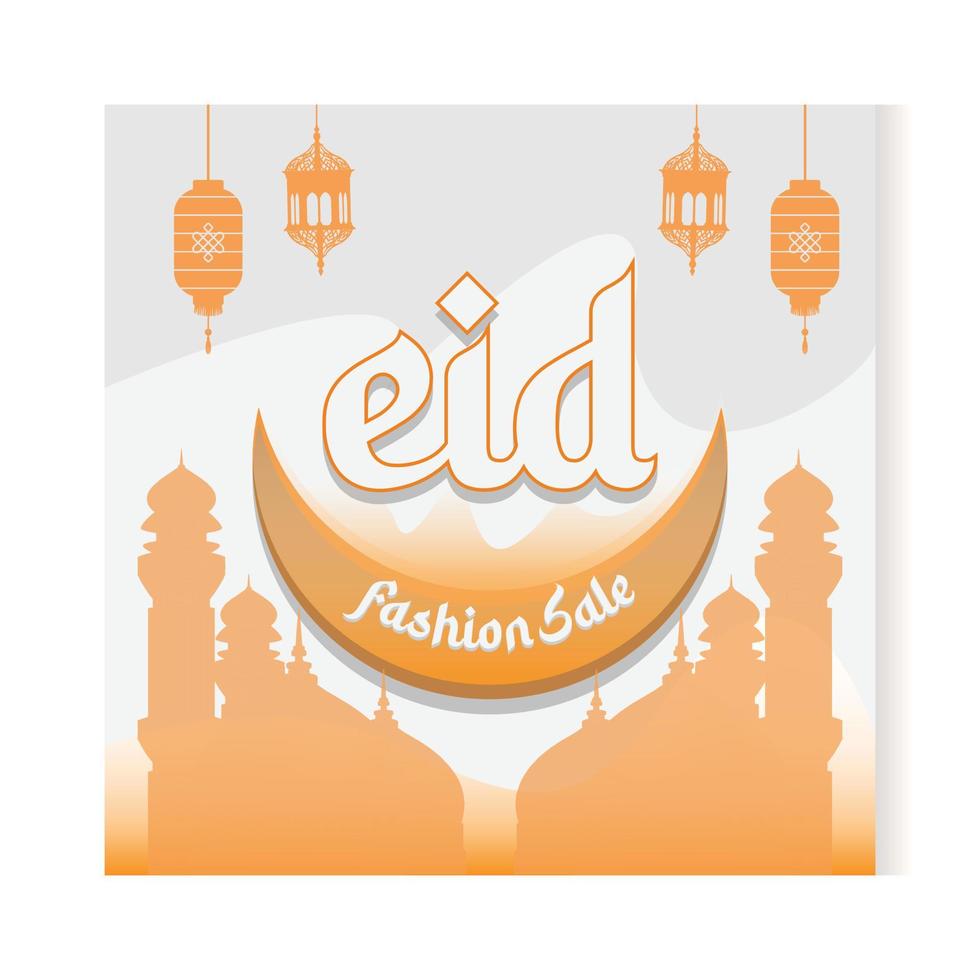 eid mode försäljning baner och social media posta mall, ramadan kareem tema försäljning fyrkant flygblad och baner. stor försäljning bunt eid annonser posta, hälsning kort islamic bakgrund design med lykta, halv måne vektor