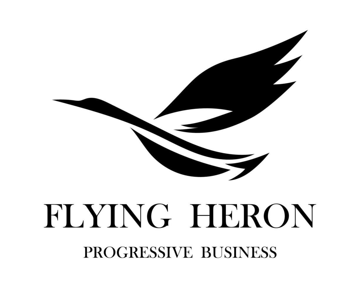 schwarzer Logo-Vektor eines fliegenden Reihers eps 10 vektor