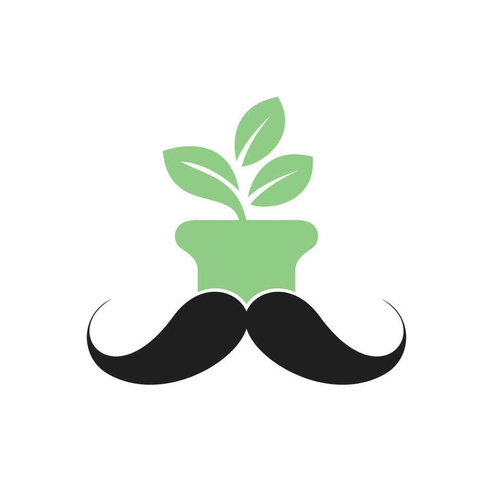 blomma pott med mustasch ikon logotyp design. vektor