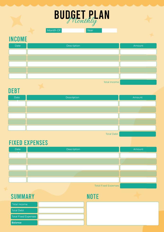 vektor budget planerare mall