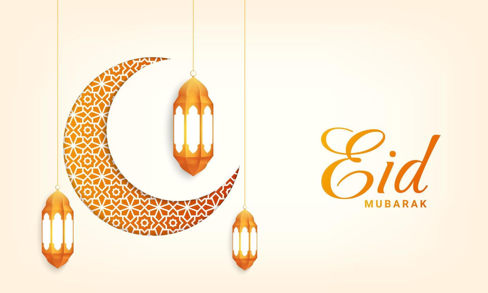 eid Mubarak islamisch Gruß Karte Design. Weiß Luxus eid Mubarak Hintergrund mit golden Ornamente. Vektor Illustration