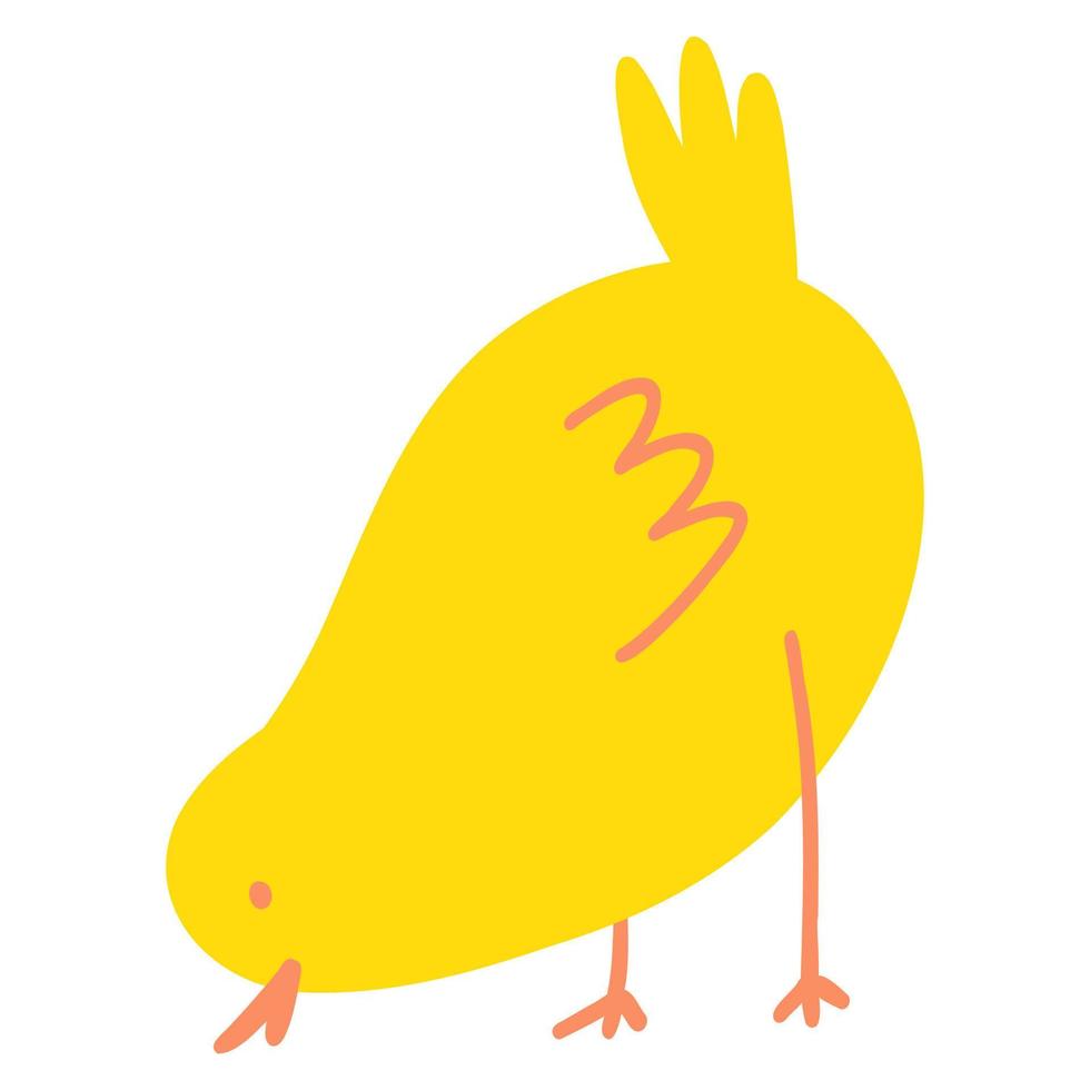 söt tecknad serie kyckling. minimalistisk hand dragen bruka djur, påsk brud för textil- skriva ut, kort, barn spel, affisch vektor