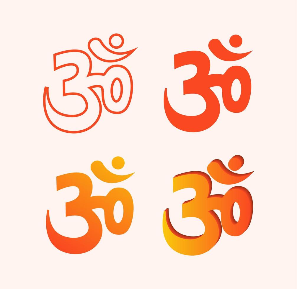 om Hindu spirituell Symbol Vektor Illustration einstellen