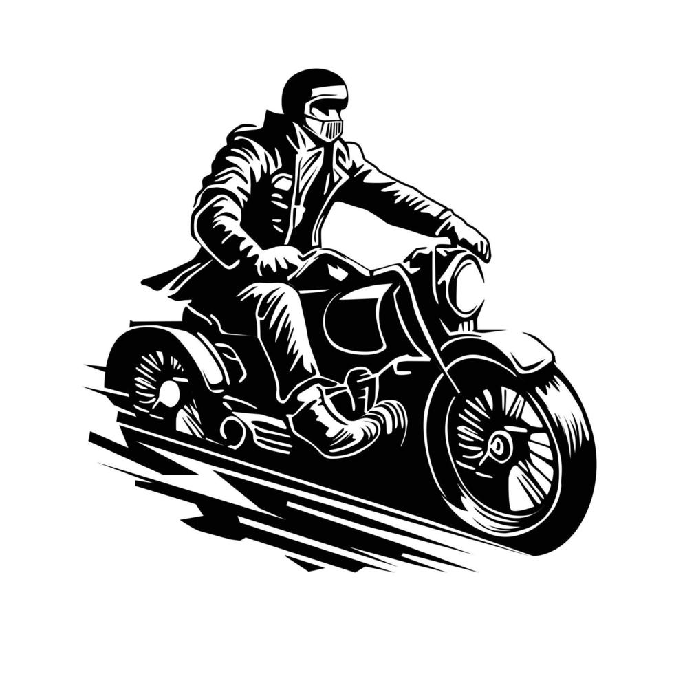 man körning tunnbindare motorcykel vektor illustration design