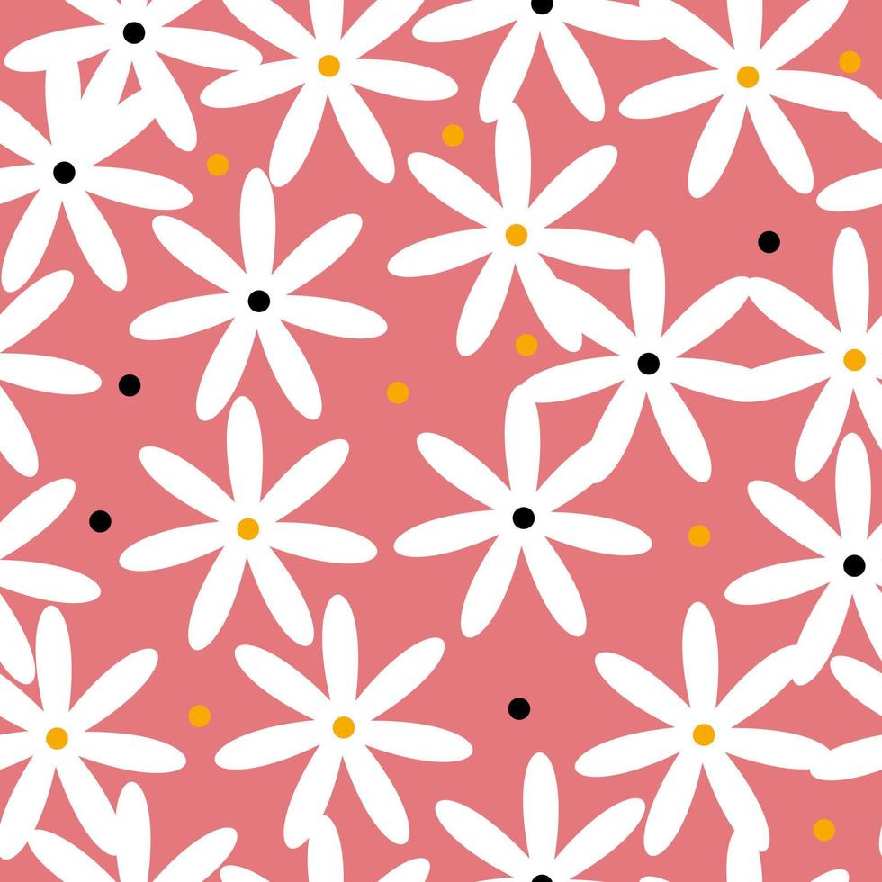 söt jasmin blomma sömlös mönster på rosa bakgrund. perfekt för ungar, affischer, grafik, kort, tyg. vektor