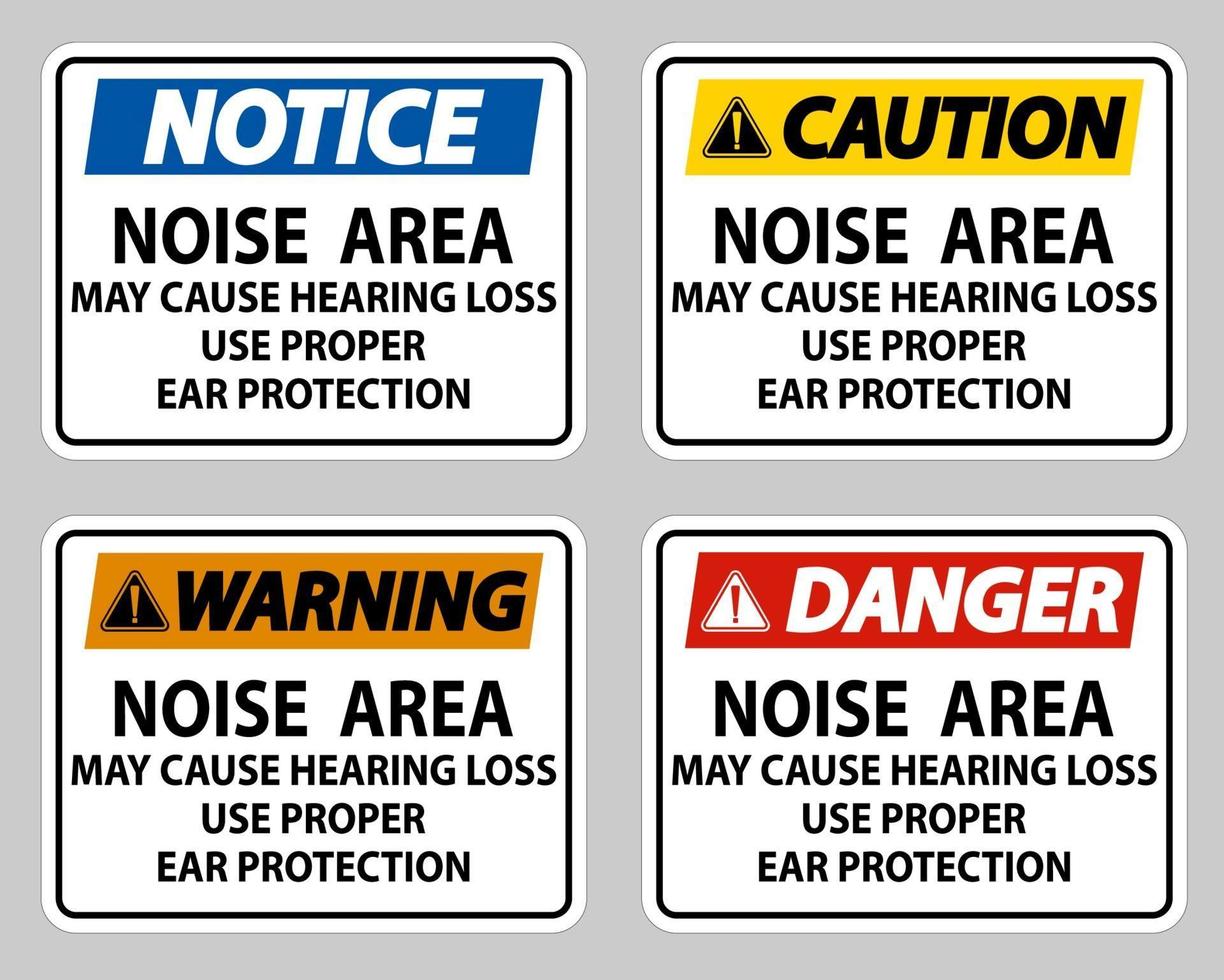 bullerområde kan orsaka hörselnedsättning, använd rätt hörselskydd vektor