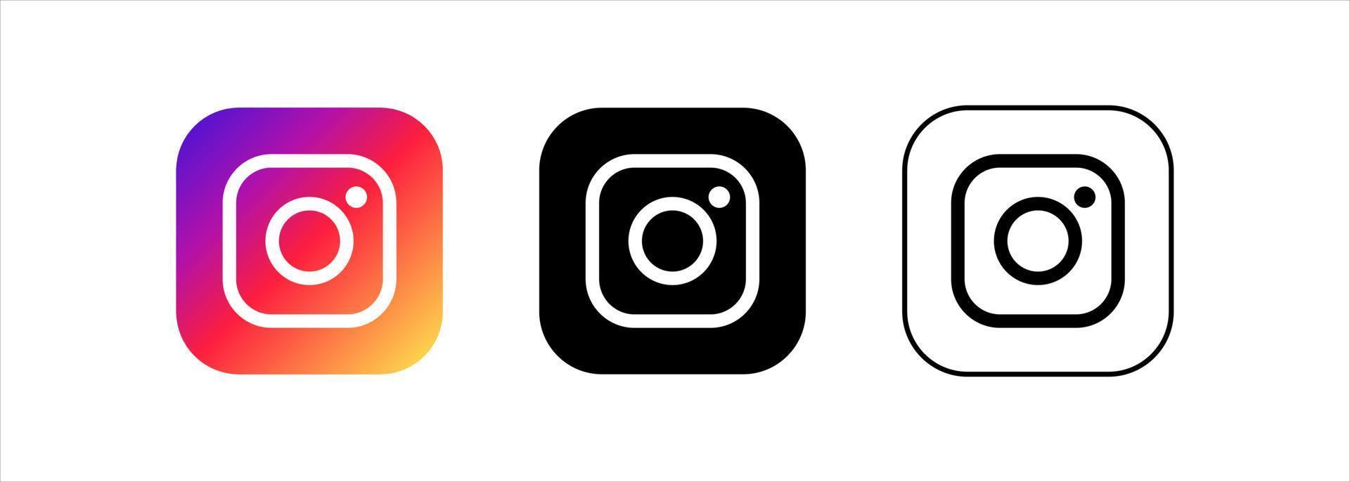 uppsättning av social nätverkande ikoner. Instagram webb design platt ikoner isolerat på vit bakgrund vektor