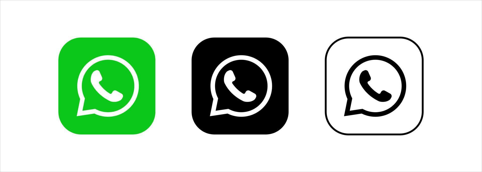 einstellen von Sozial Vernetzung Symbole. WhatsApp Netz Design eben Symbole isoliert auf Weiß Hintergrund vektor