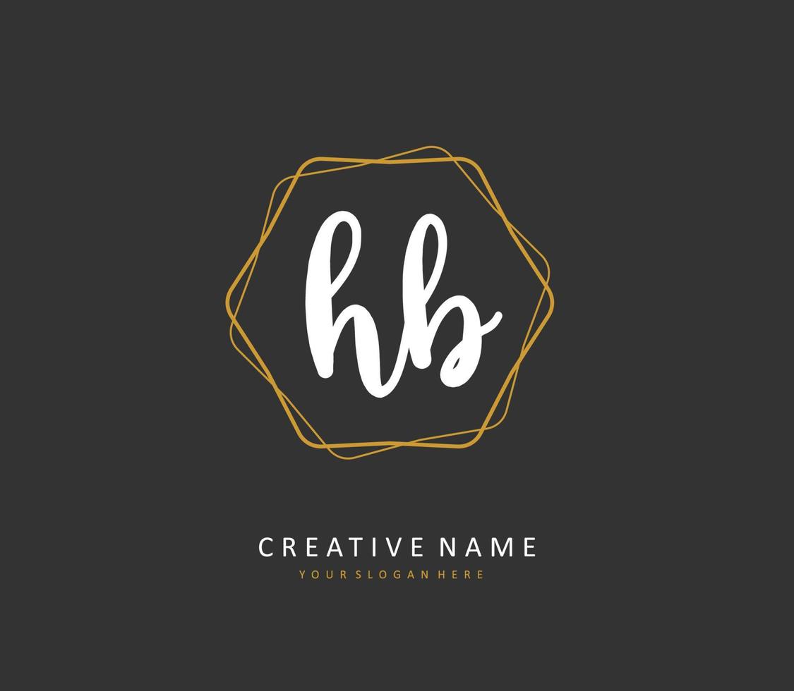 h b hb första brev handstil och signatur logotyp. en begrepp handstil första logotyp med mall element. vektor