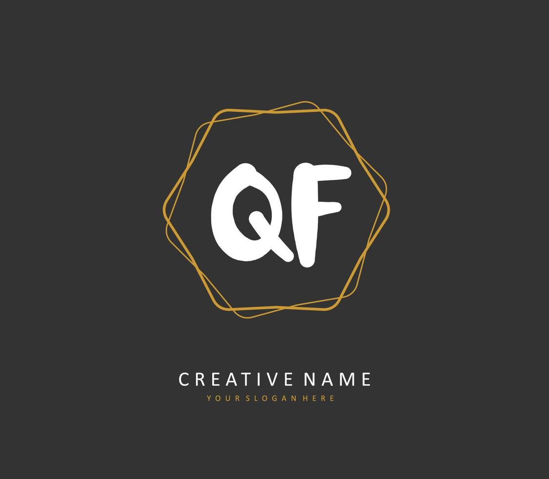 qf första brev handstil och signatur logotyp. en begrepp handstil första logotyp med mall element. vektor