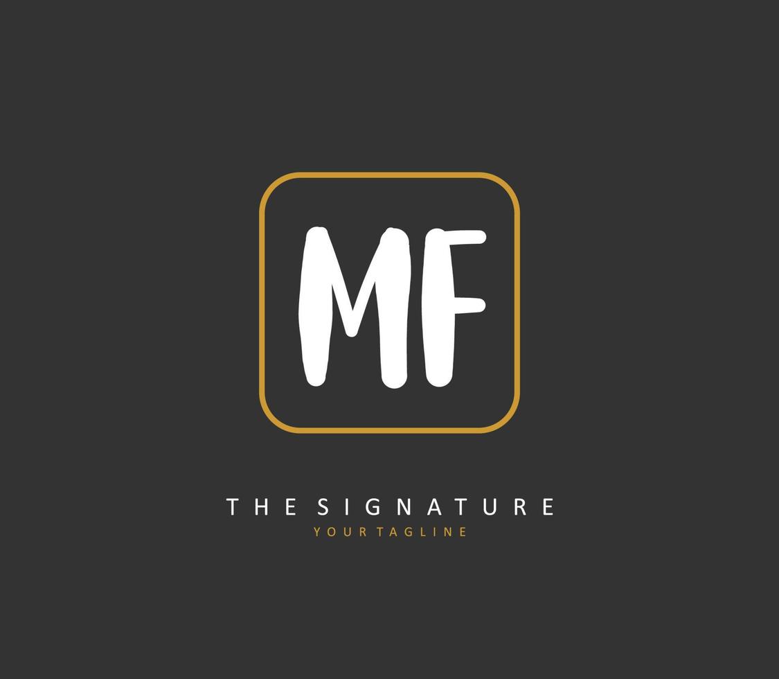 mf första brev handstil och signatur logotyp. en begrepp handstil första logotyp med mall element. vektor