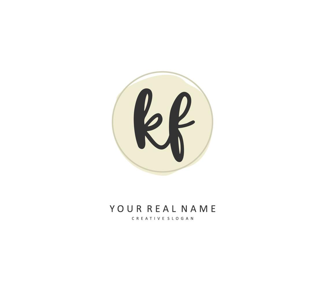 K F första brev handstil och signatur logotyp. en begrepp handstil första logotyp med mall element. vektor