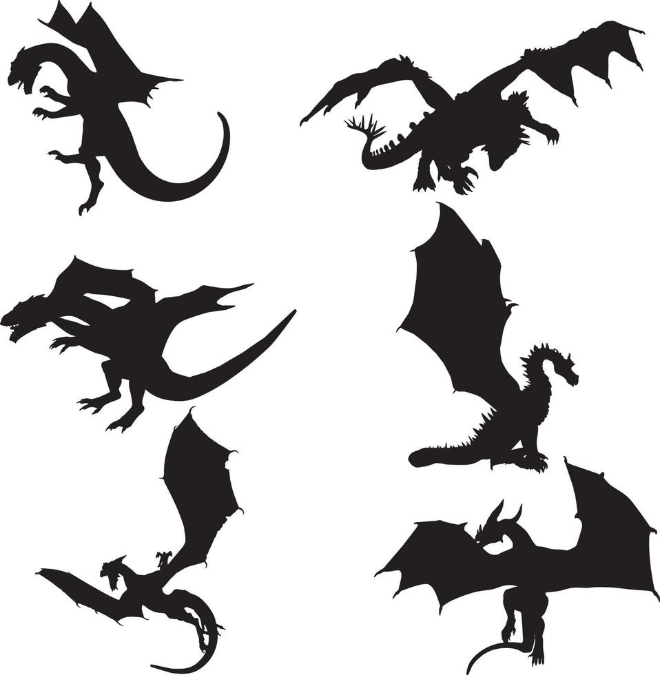 Drachen Silhouetten auf Weiß Hintergrund vektor