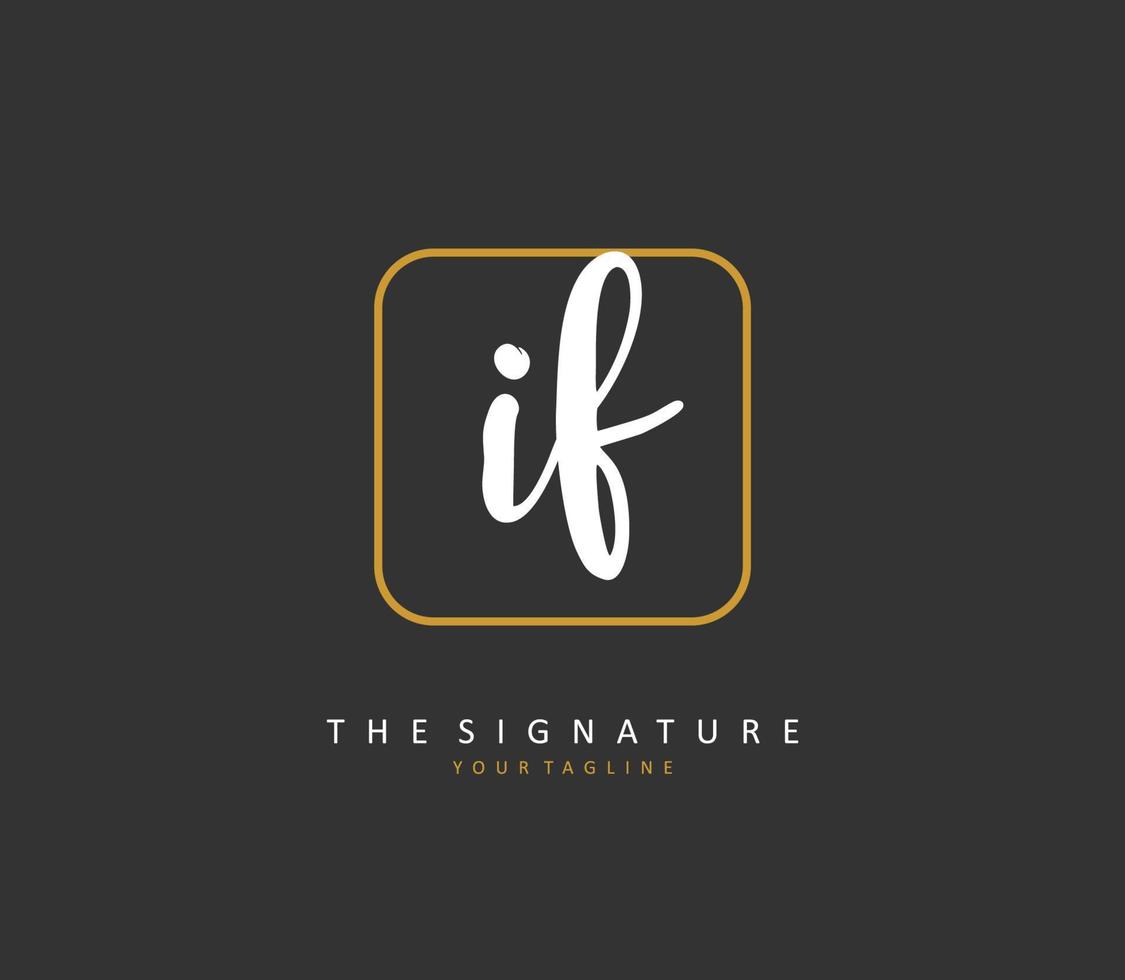 jag f första brev handstil och signatur logotyp. en begrepp handstil första logotyp med mall element. vektor