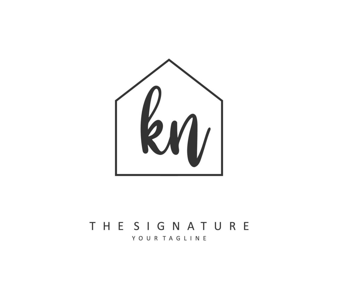 k n kn Initiale Brief Handschrift und Unterschrift Logo. ein Konzept Handschrift Initiale Logo mit Vorlage Element. vektor