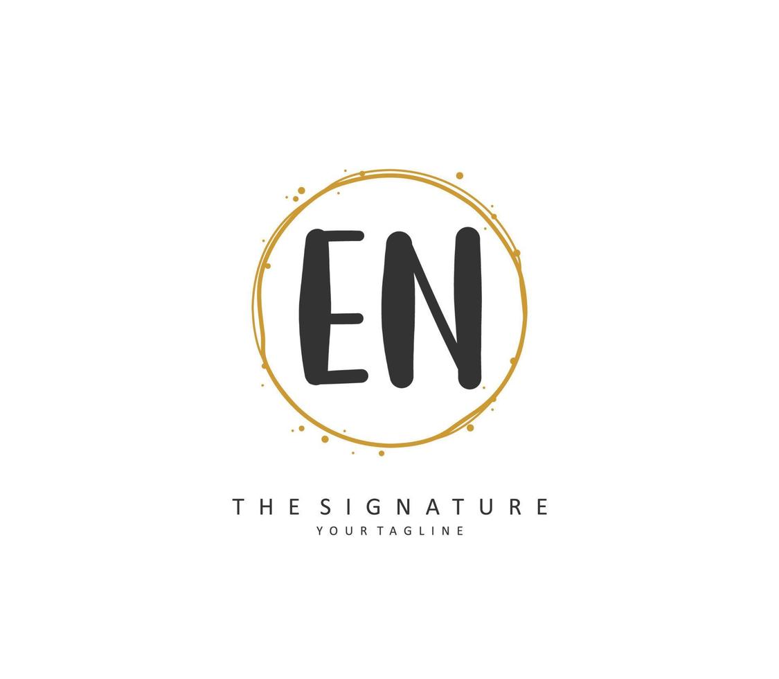 e n en Initiale Brief Handschrift und Unterschrift Logo. ein Konzept Handschrift Initiale Logo mit Vorlage Element. vektor